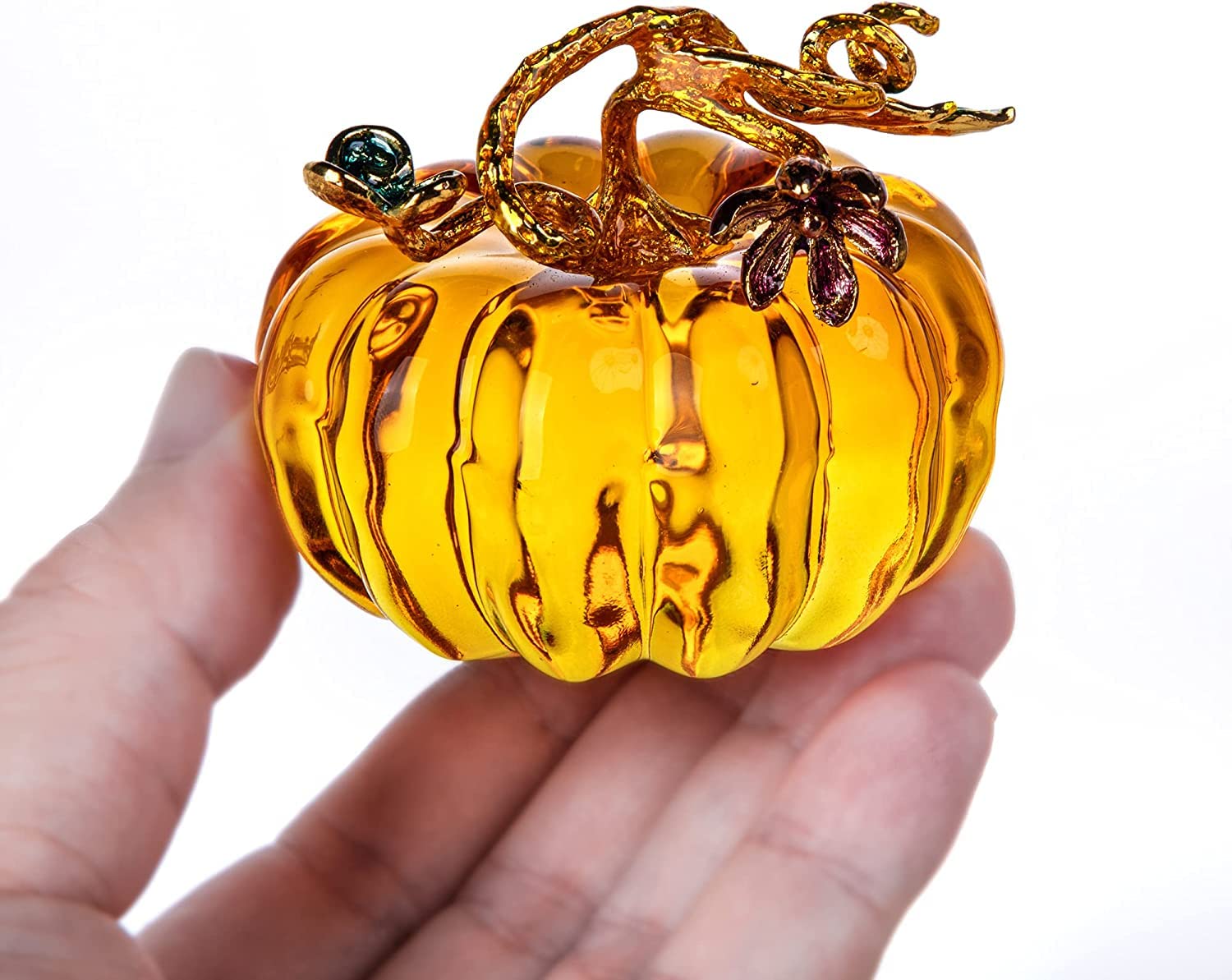 手造りのガラス かぼちゃのオーナメント